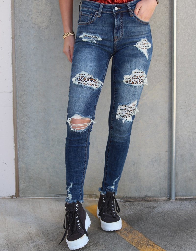 LEOPARD PATCH JEANS