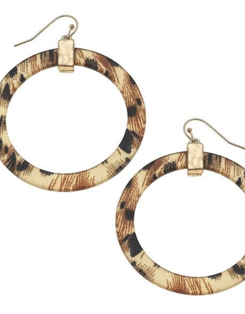 CANVAS COLETTE HOOP EARRINGS IN LEOPARD RESIN