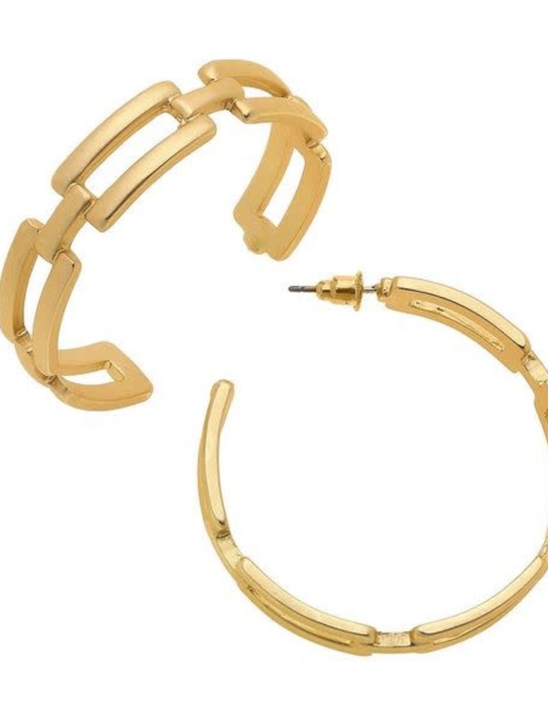 CANVAS EDITH FROZEN CHAIN HOOP EARRINGS IN WORN GOLD
