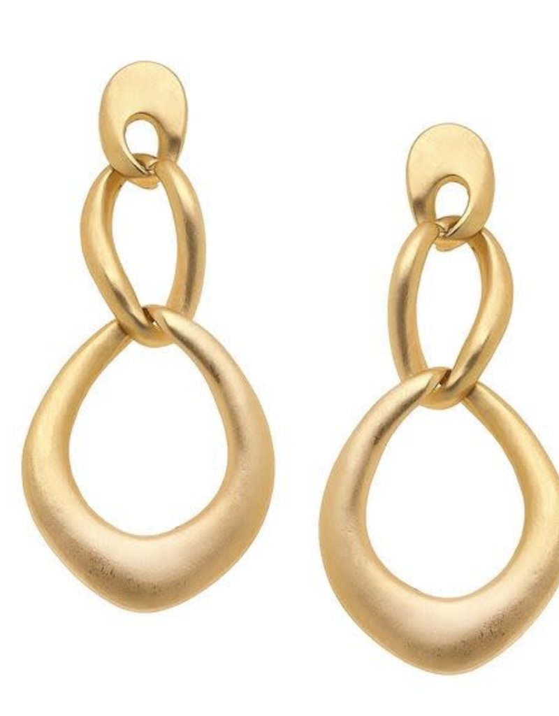CANVAS CELINE MATTE EARRINGS IN WORN GOLD