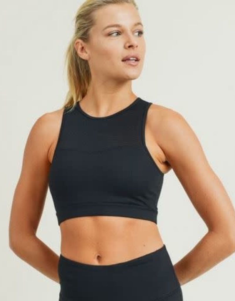 MONO B SWEETHEART RIBBED SPORTS BRA- BLACK