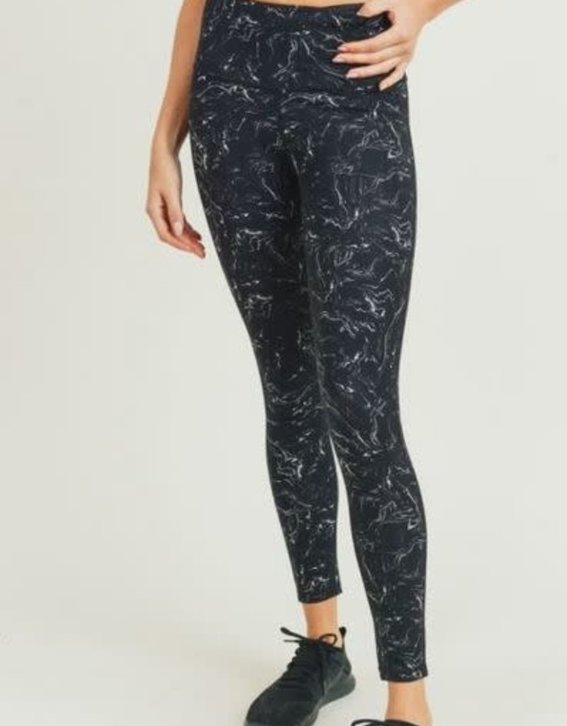 MONO B MARBLE SWIRL LEGGINGS - BLACK