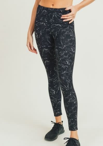 MONO B MARBLE SWIRL LEGGINGS - BLACK MONO B MARBLE SWIRL LEGGINGS - BLACK