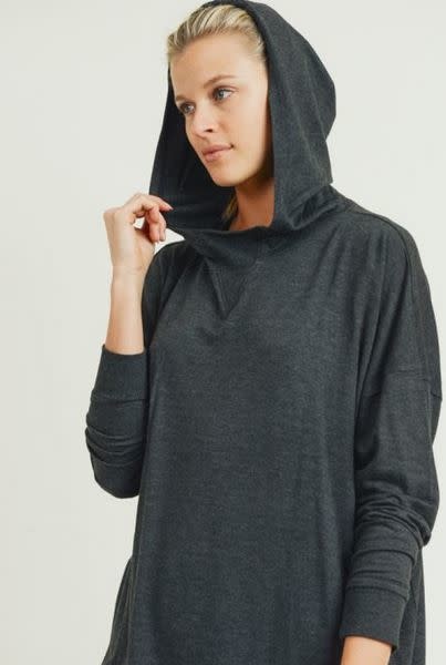 MONO B OVERSIZED BRUSHED HOODIE PULLOVER W/DROP SLEEVE MONO B OVERSIZED BRUSHED HOODIE PULLOVER W/DROP SLEEVE