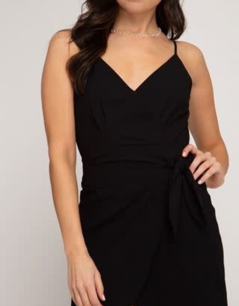 TREND SHOP KELSEY WRAP DRESS- BLACK
