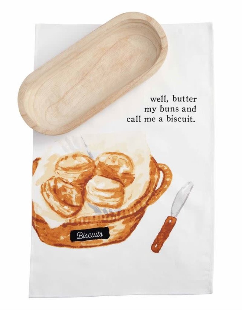 MUD PIE PAULOWNIA BREAD BOWL & TOWEL SET