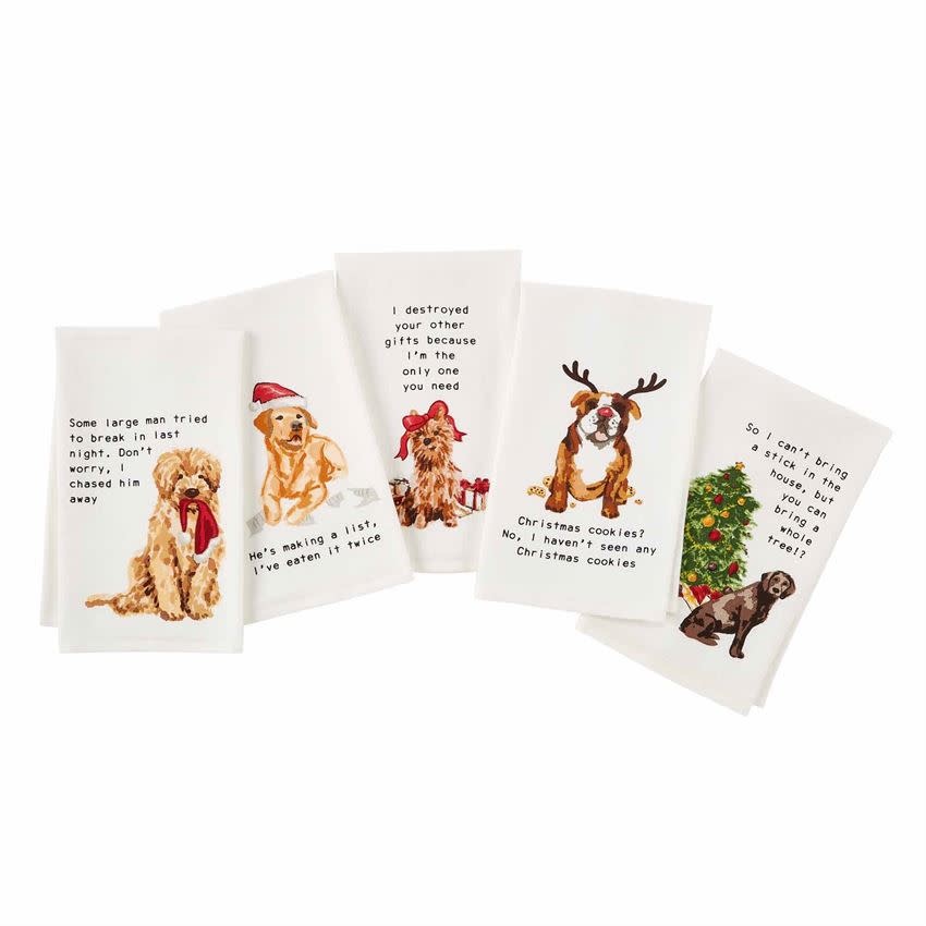 MUD PIE DOG CHRISTMAS TOWELS MUD PIE DOG CHRISTMAS TOWELS