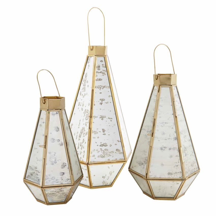 MUD PIE MERCURY GLASS BRASS LANTERNS MUD PIE MERCURY GLASS BRASS LANTERNS