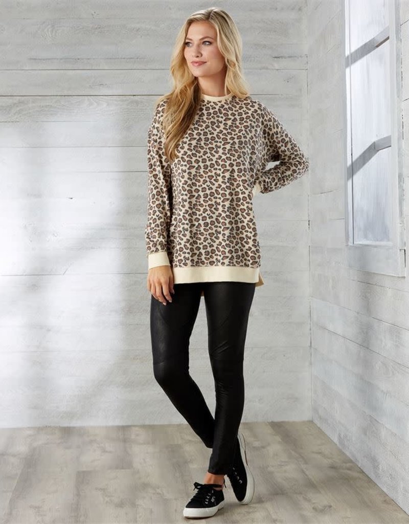 MUD PIE TAN LEOPARD FANNING SWEATSHIRT