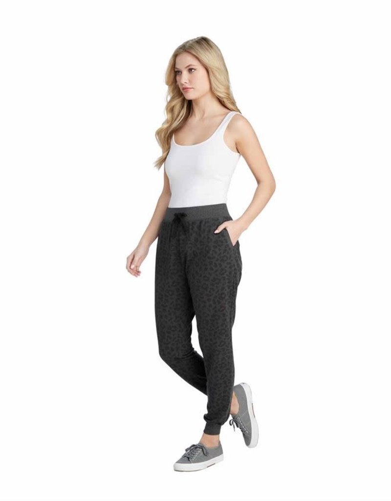 MUD PIE BLACK LEOPARD FANNING JOGGERS
