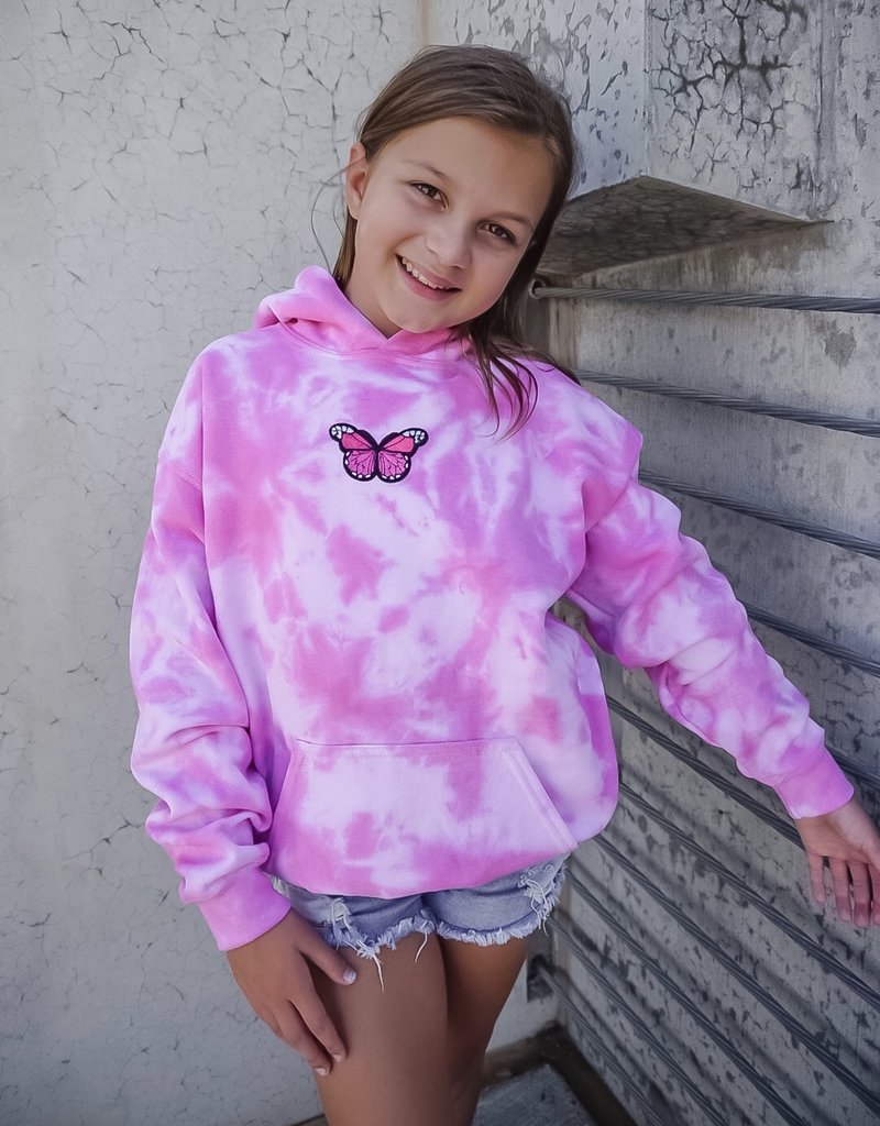 HALEY ROSE YOUTH BUTTERFLY TIE-DYE HOODIE