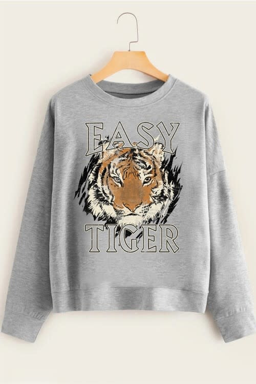 TREND SHOP EASY TIGER GRAPHIC SWEATSHIRT TREND SHOP EASY TIGER GRAPHIC SWEATSHIRT