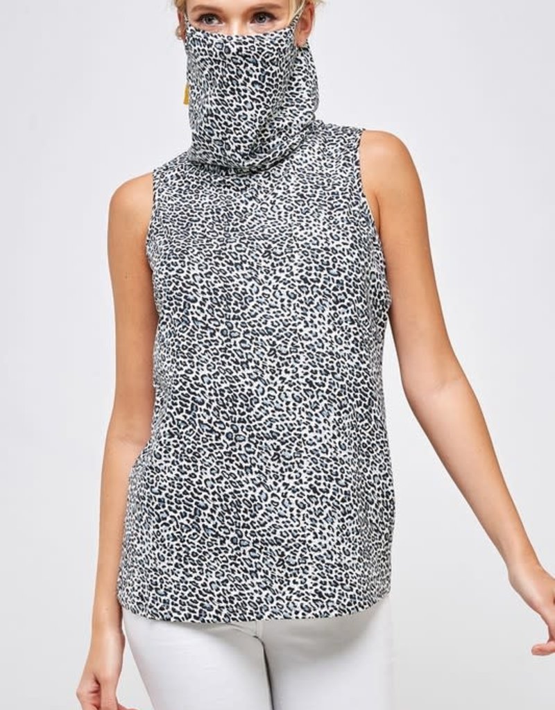 TREND SHOP HIGH NECK SLEEVELESS TOP WITH MASK