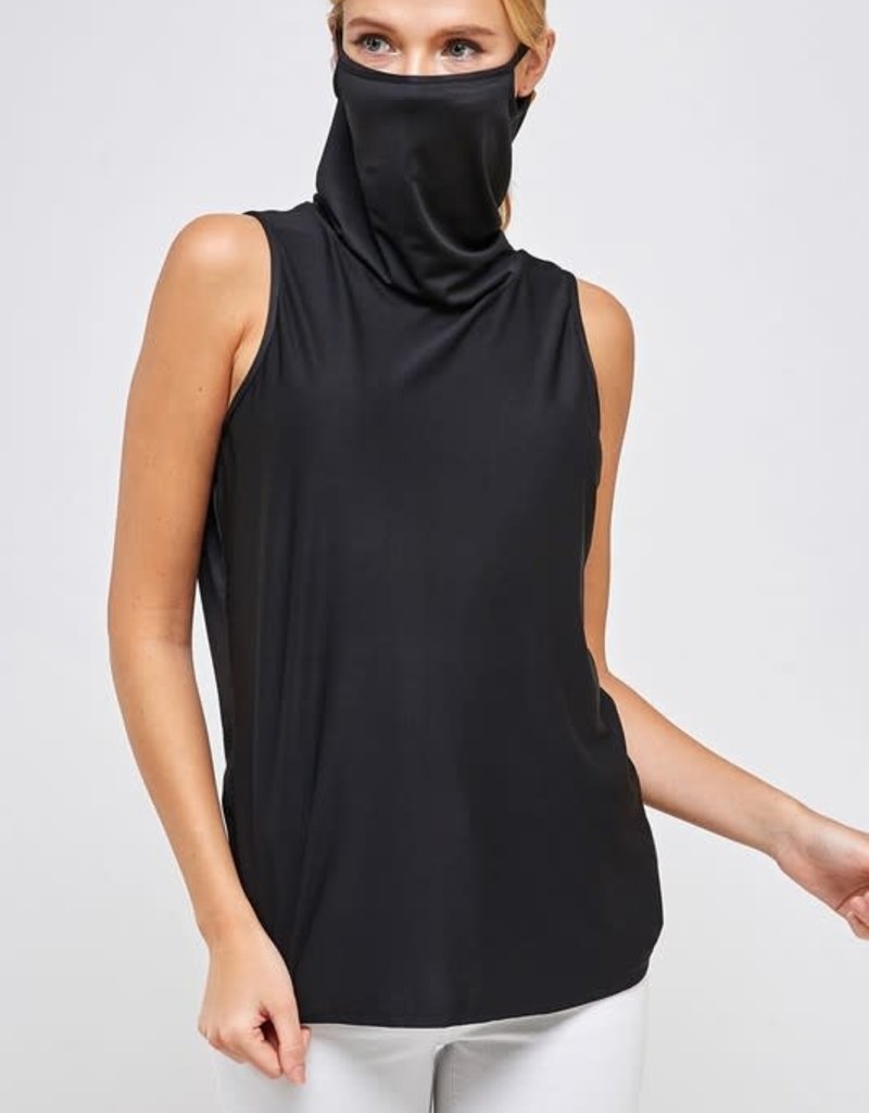 TREND SHOP HIGH NECK SLEEVELESS TOP WITH MASK