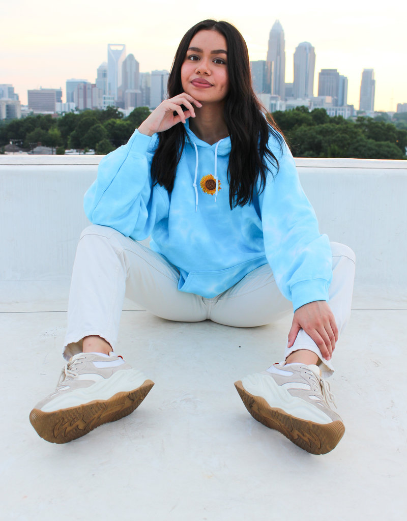 HALEY ROSE SUNFLOWER TIE-DYE HOODIE