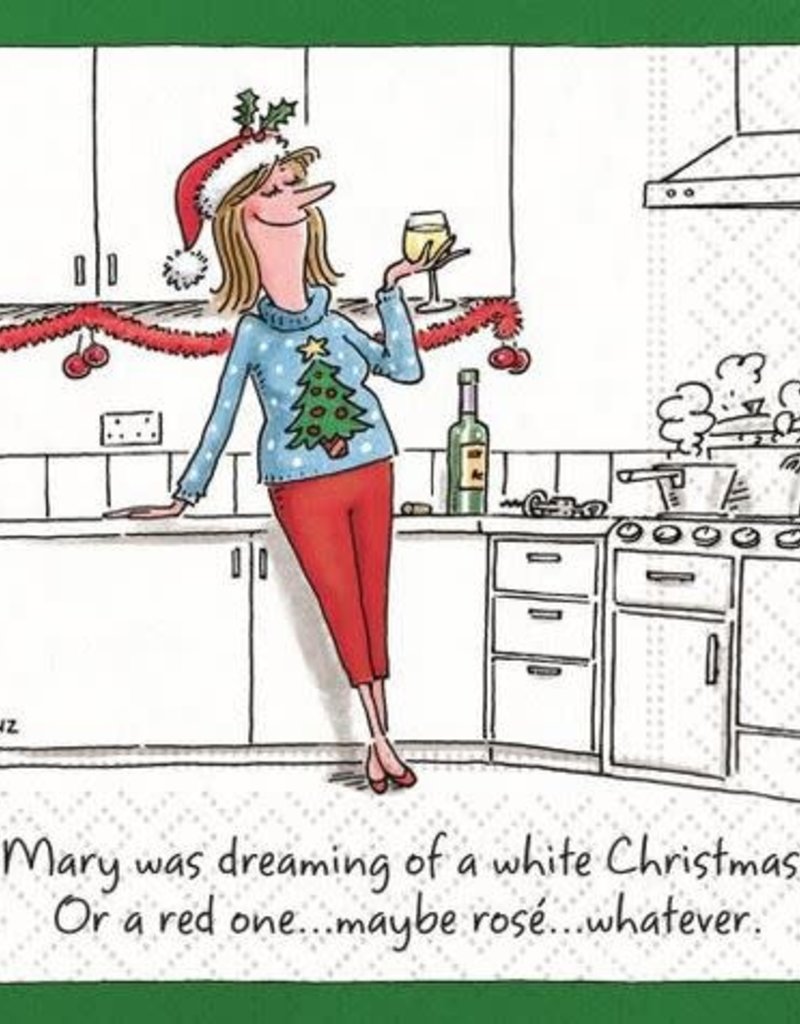 beverage napkin- dreaming of white & red