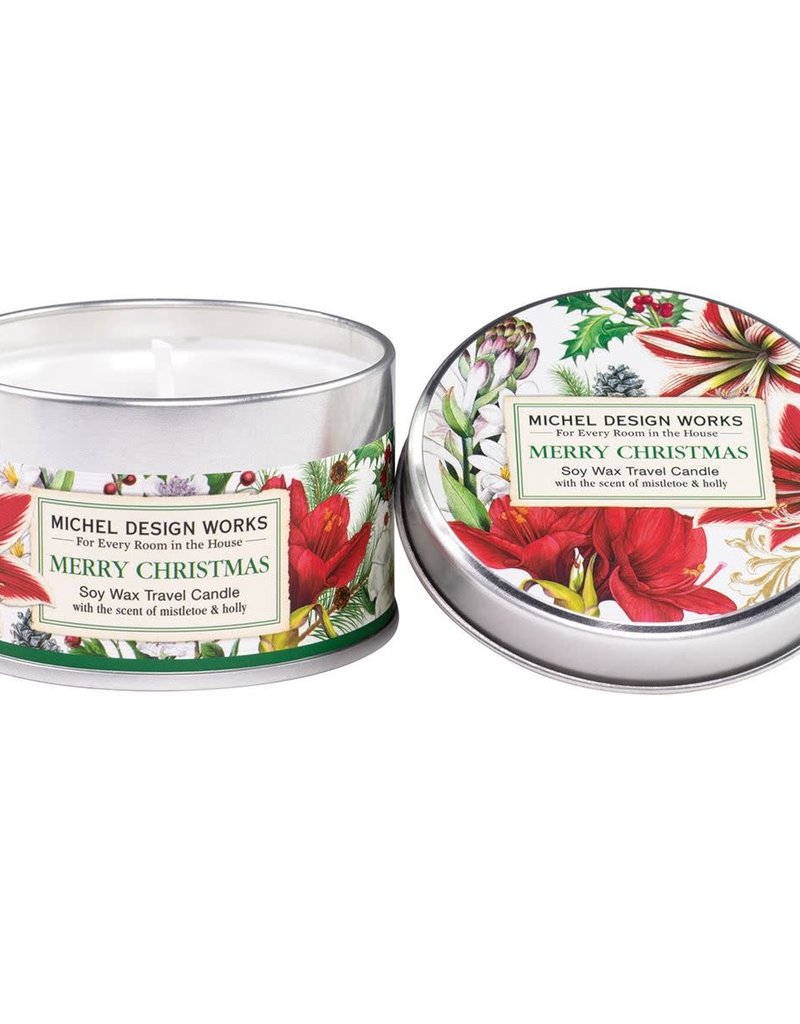 MICHEL DESIGN WORKS MERRY CHRISTMAS TRAVEL CANDLE