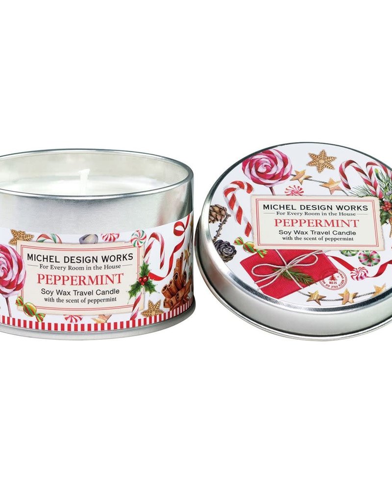 MICHEL DESIGN WORKS PEPPERMINT TRAVEL CANDLE