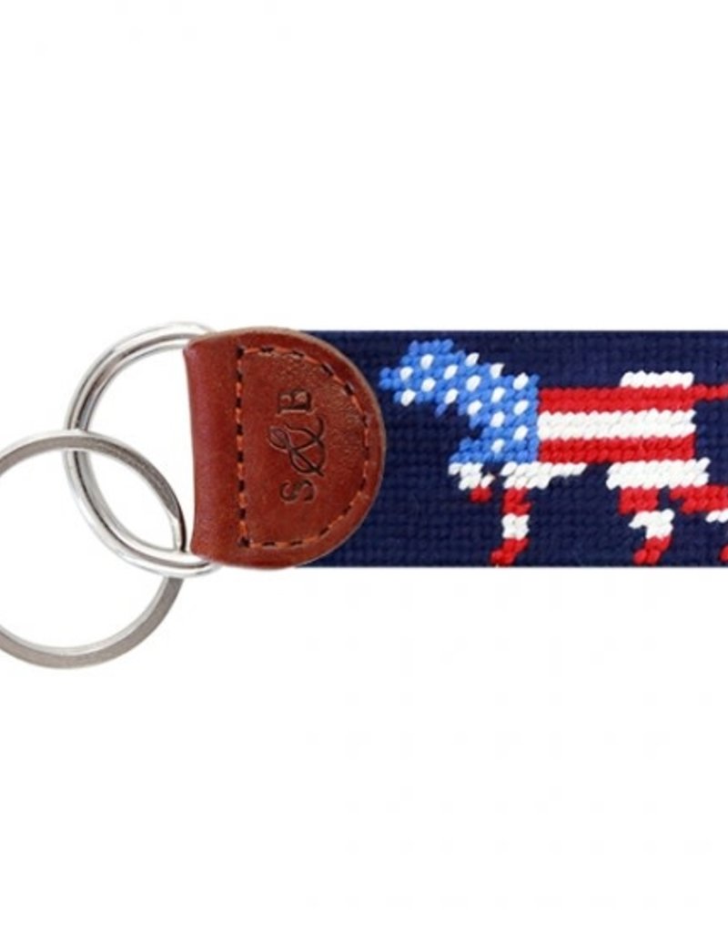 SMATHERS & BRANSON PATRIOTIC DOG NEEDLEPOINT KEY FOB