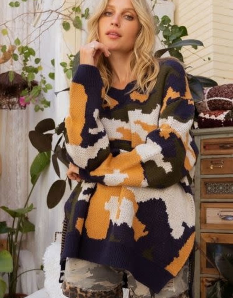 SPOTTED CAMO ON SWEATER