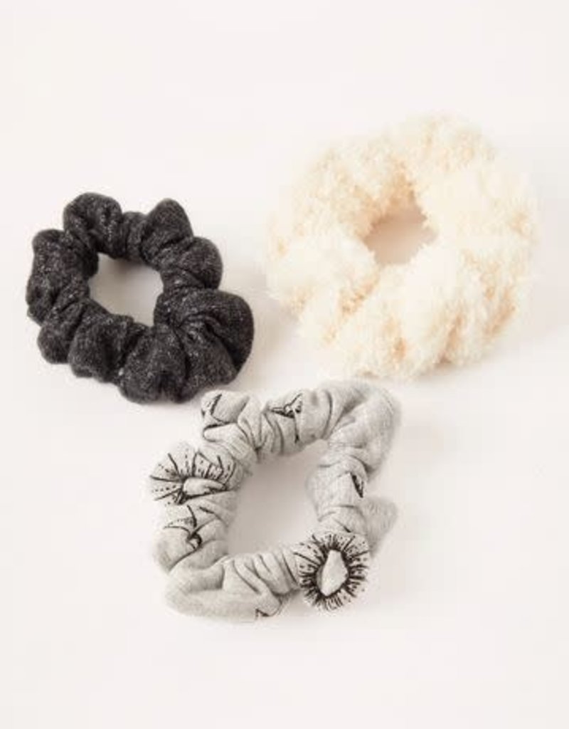 Z SUPPLY 3 PACK SCRUNCHIES- heather gray