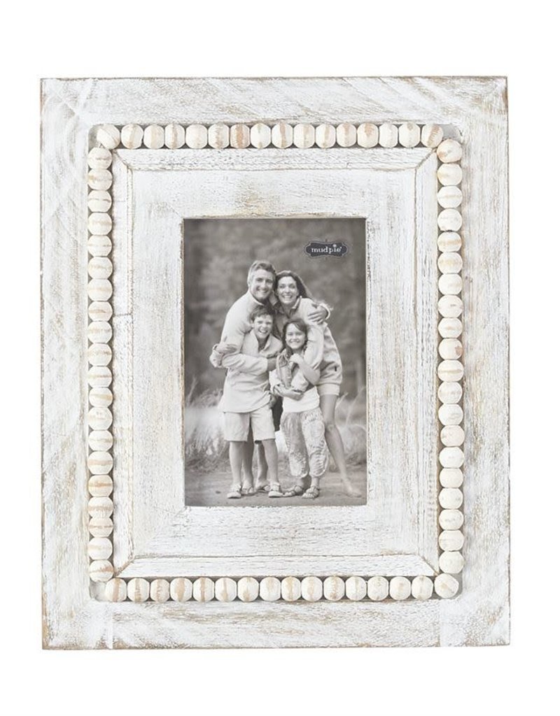 MUD PIE WHITE-WASHED BEADED FRAMES