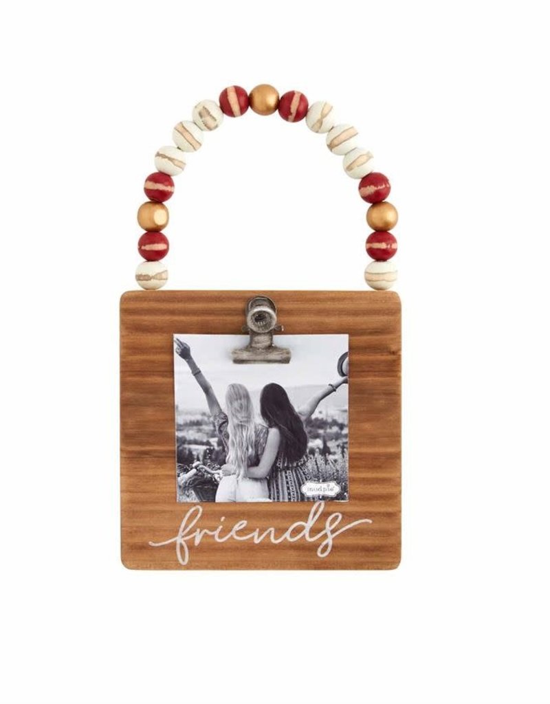 MUD PIE FRIENDS WOOD BEAD PHOTO ORNAMENT