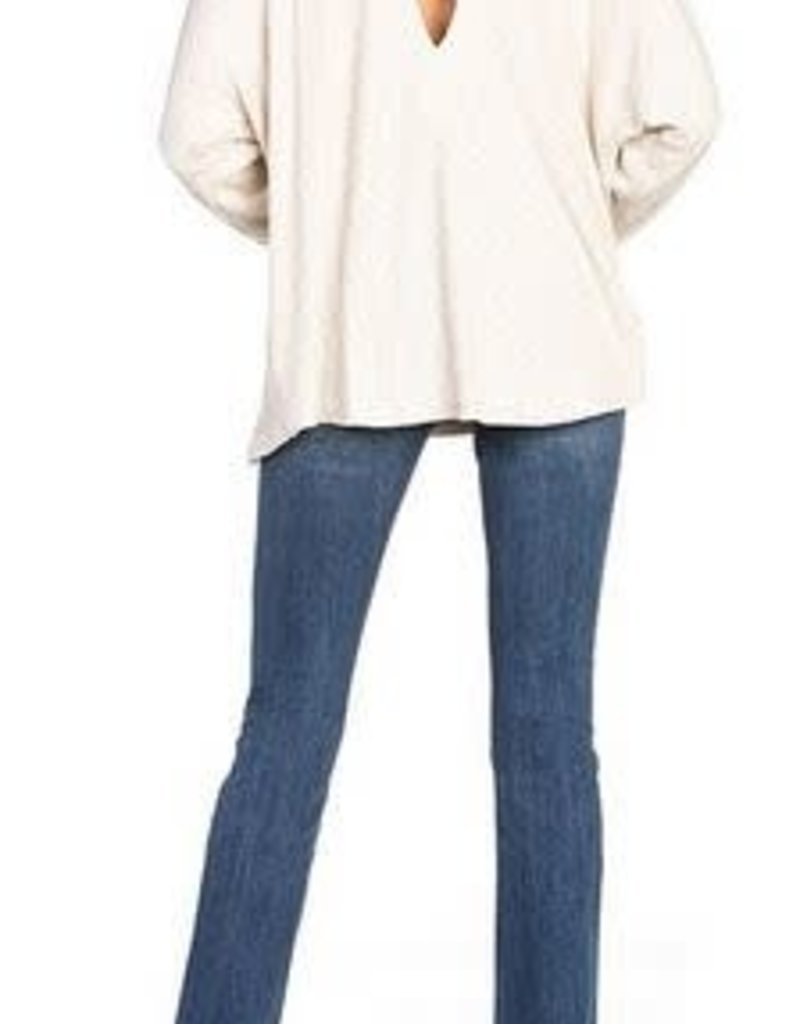 MISS ME knit cowl neck cross back top