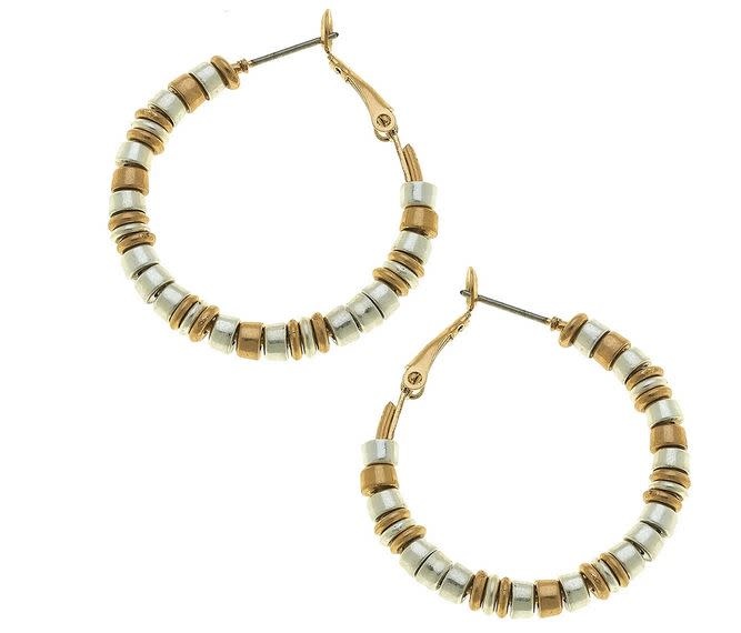 CANVAS IRIS BEADED METAL HOOP EARRINGS CANVAS IRIS BEADED METAL HOOP EARRINGS