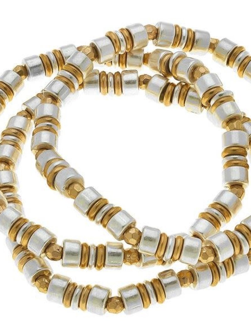CANVAS PENELOPE BEADED METAL STRETCH BRACELET- SET 3