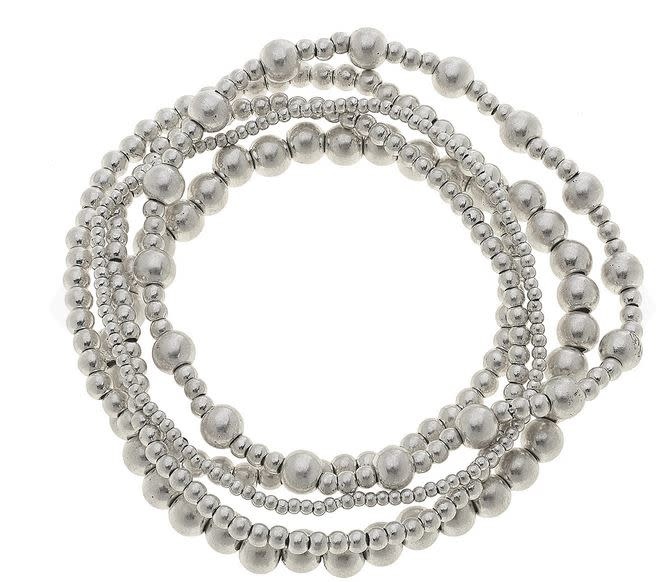 CANVAS CATERINA LAYERED SPHERE BRACELETS IN WORN SILVER CANVAS CATERINA LAYERED SPHERE BRACELETS IN WORN SILVER