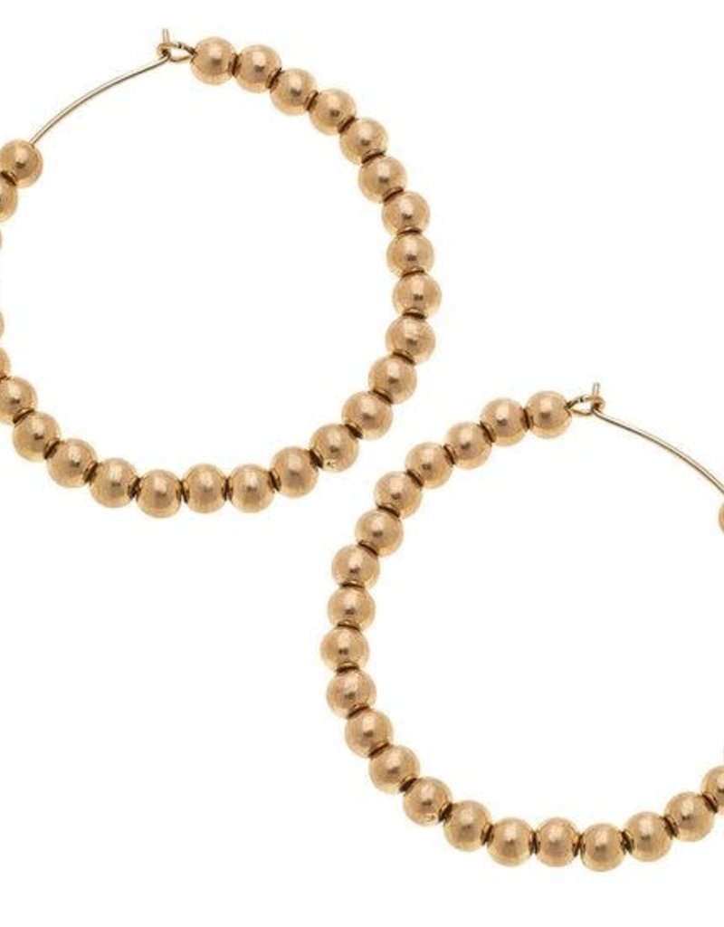 CANVAS ARIA LARGE SPHERE HOOP EARRINGS IN WORN GOLD