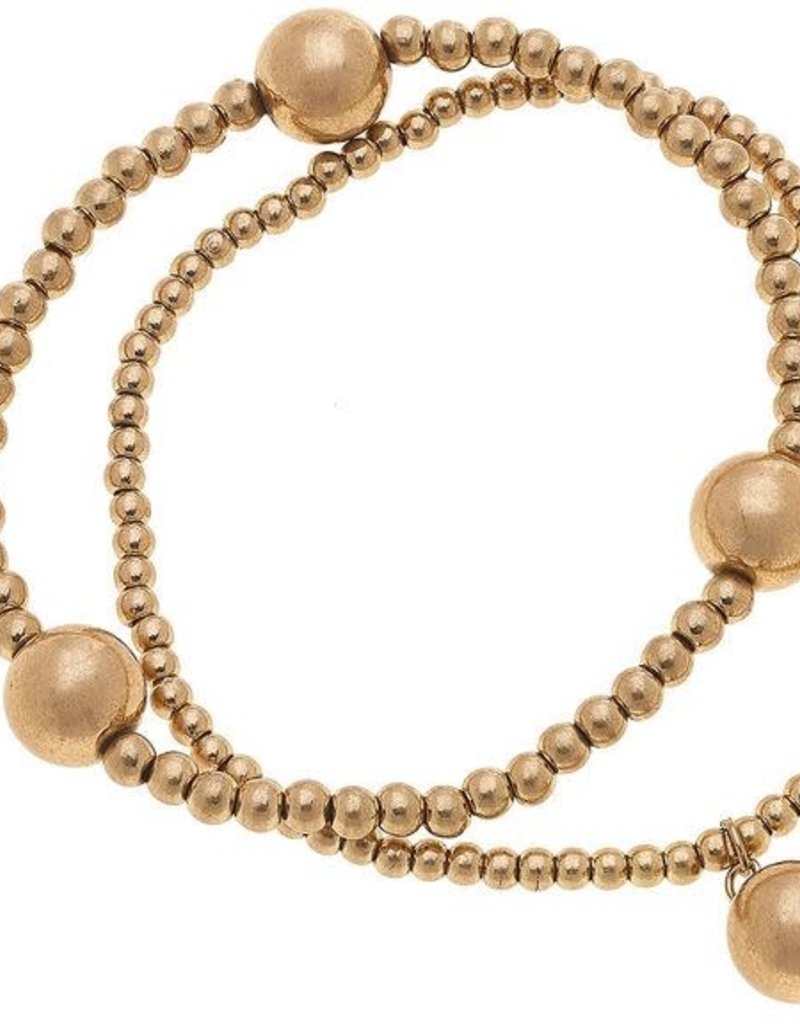 CANVAS ARIA LAYERED SPHERE BRACELET IN WORN GOLD- SPHERES