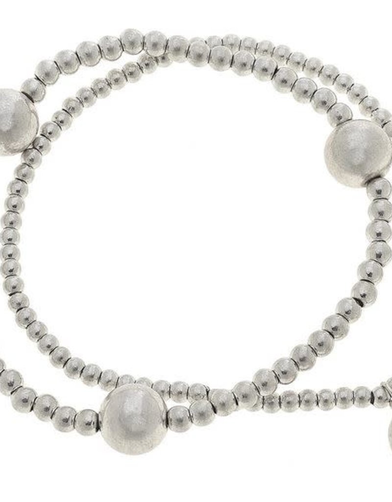 CANVAS ARIA LAYERED SPHERE BRACELET IN WORN SILVER- SPHERES