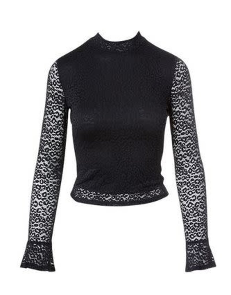 SADIE & SAGE JANN LACE LEOPARD MOCK NECK TOP