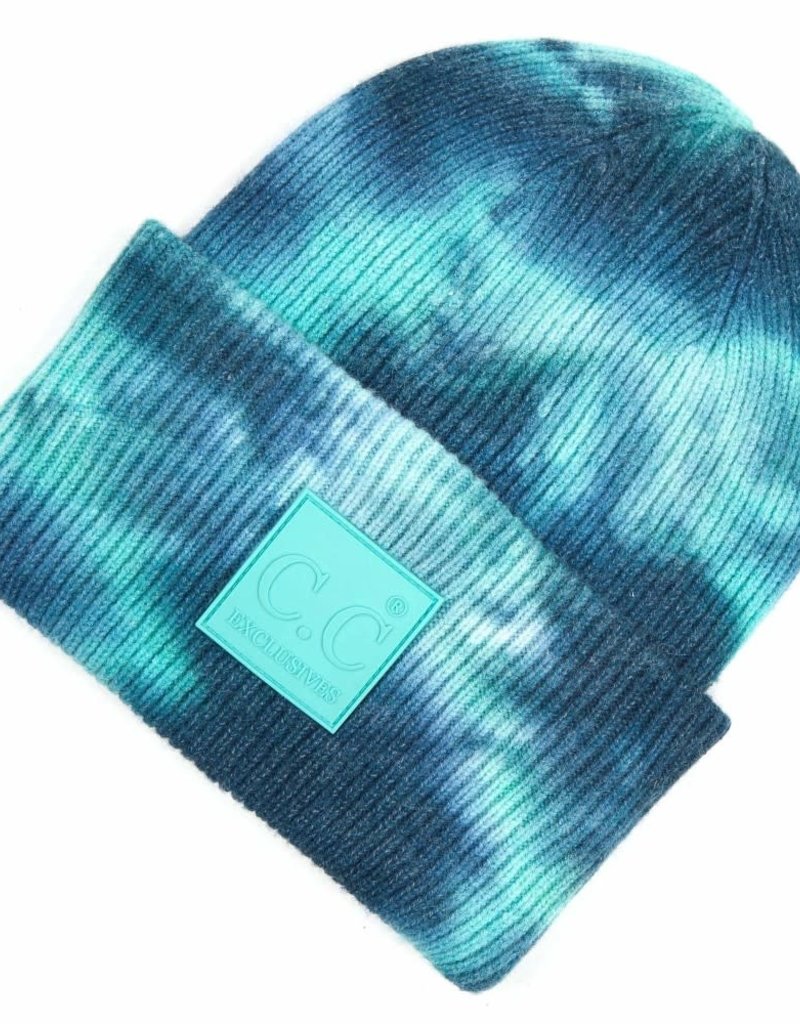 C.C BEANIES TIE DYE KNIT BEANIE-DEEP TEAL/SEA GREEN