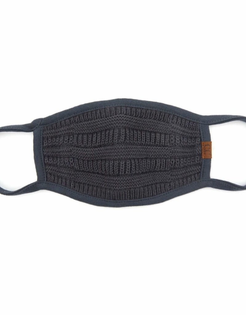 C.C BEANIES KNIT FALL WINTER C.C FACE MASK- DK MELANGE GRAY