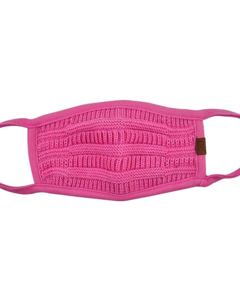 C.C BEANIES KNIT FALL WINTER C.C FACE MASK-HOT PINK