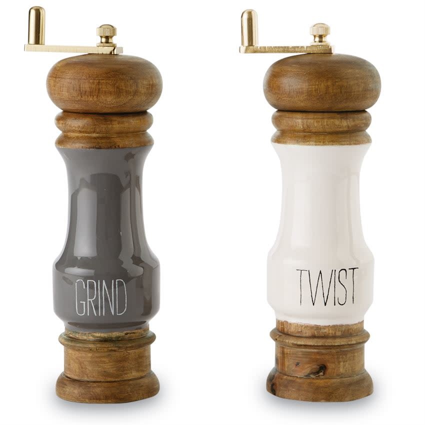 Wood/Enamel Salt & Pepper Mill Set – Abode Mercantile