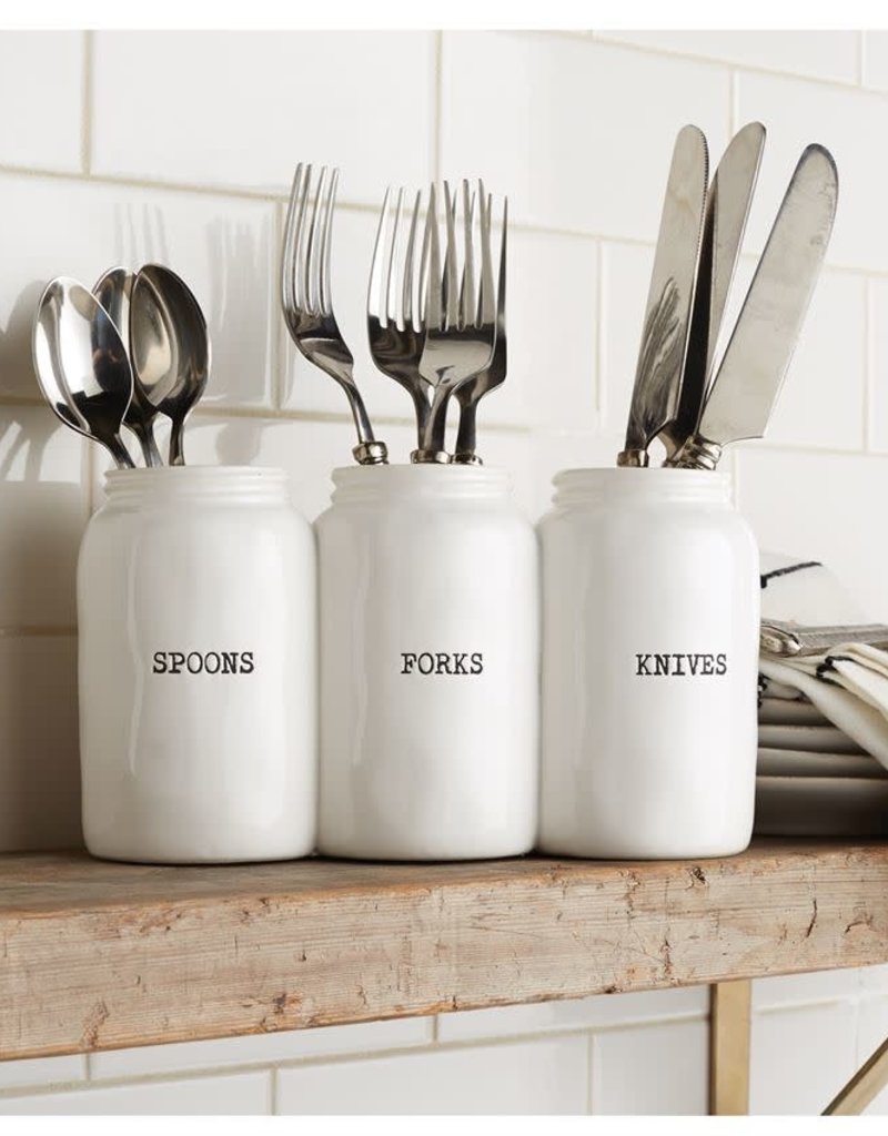 MUD PIE TRIPLE CERAMIC JAR UTENSIL HOLDER