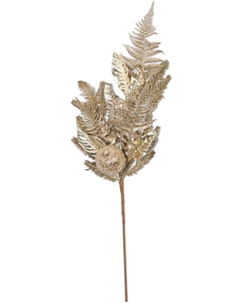 GOLD & SILVER GLITTERED STEM WITH FERN,MAGNOLIA & PINE