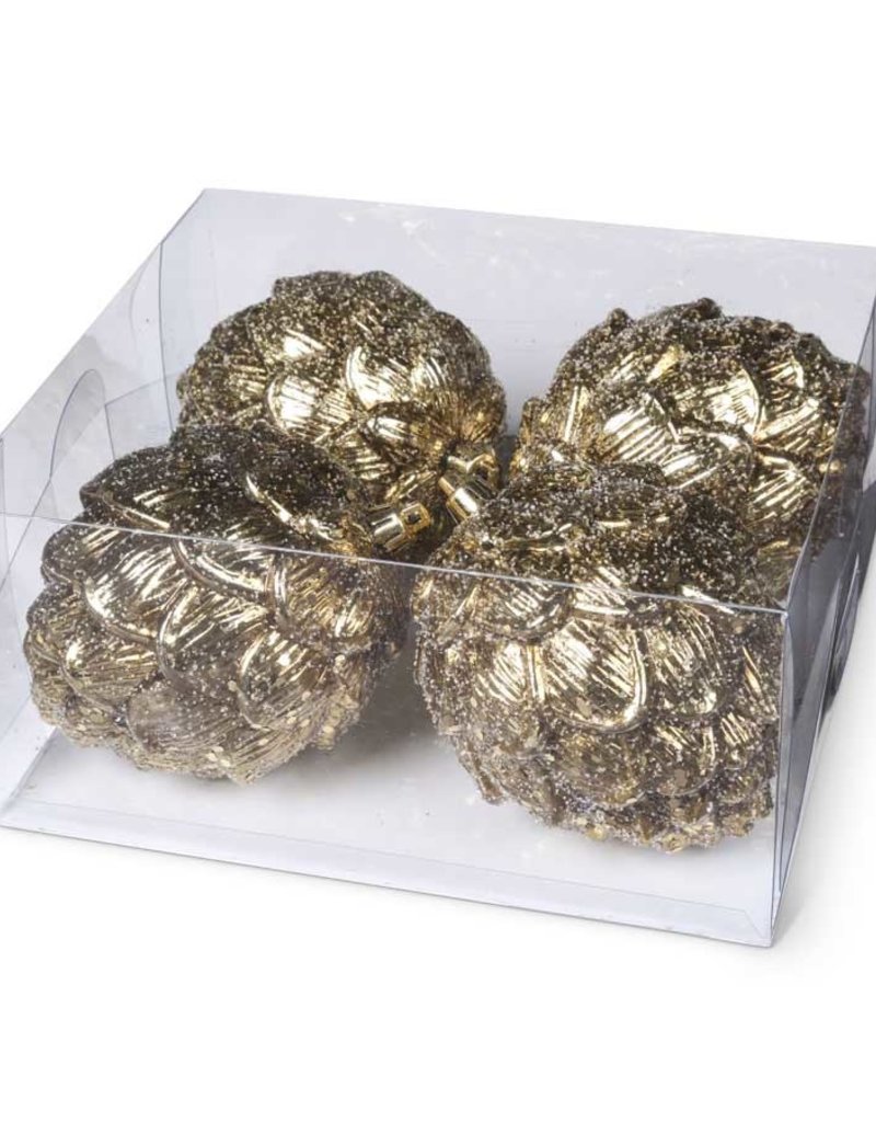 4.5 INCH GOLD GLITTERED PINECONE ORNAMENT
