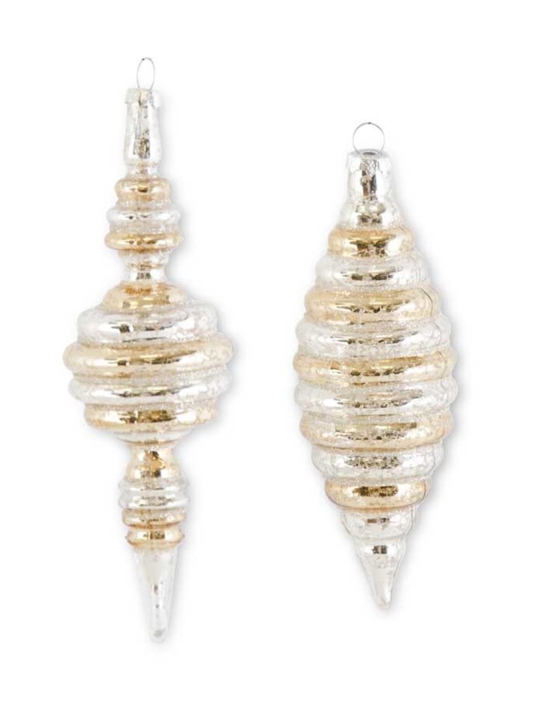 GOLD & SILVER STRIPED FINIAL ORNAMENTS