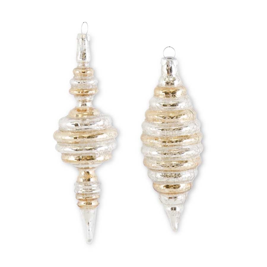 GOLD & SILVER STRIPED FINIAL ORNAMENTS GOLD & SILVER STRIPED FINIAL ORNAMENTS