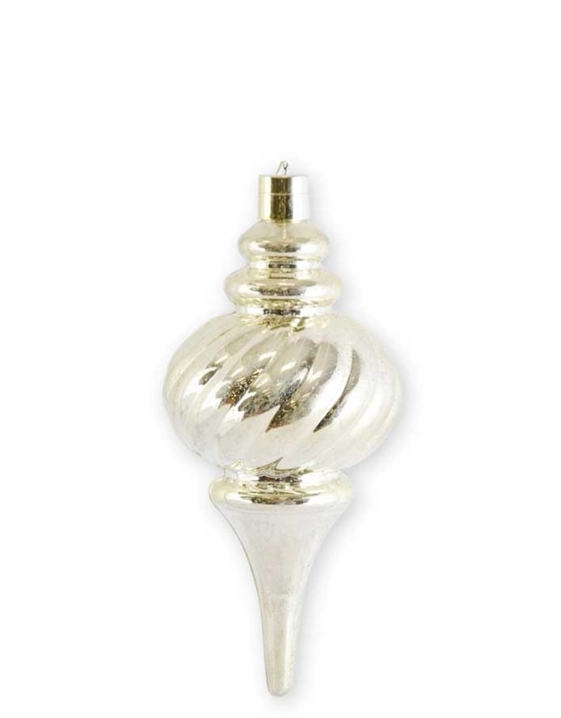 11 INCH GOLD SHATTERPROOF LED SWIRLED FINIAL ORNAMENT