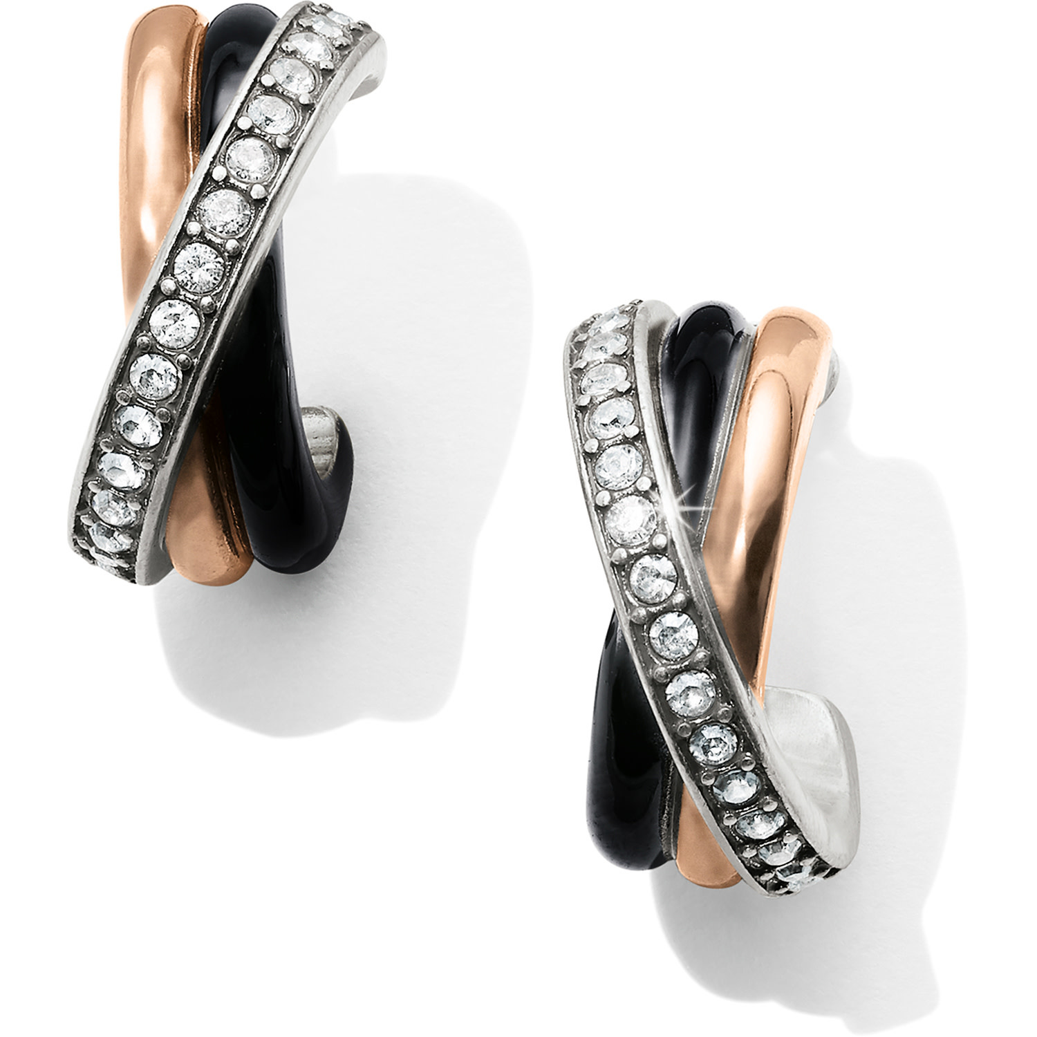 BRIGHTON NEPTUNE'S RINGS BLACK POST CLIP BACK HOOP EARRINGS BRIGHTON NEPTUNE'S RINGS BLACK POST CLIP BACK HOOP EARRINGS