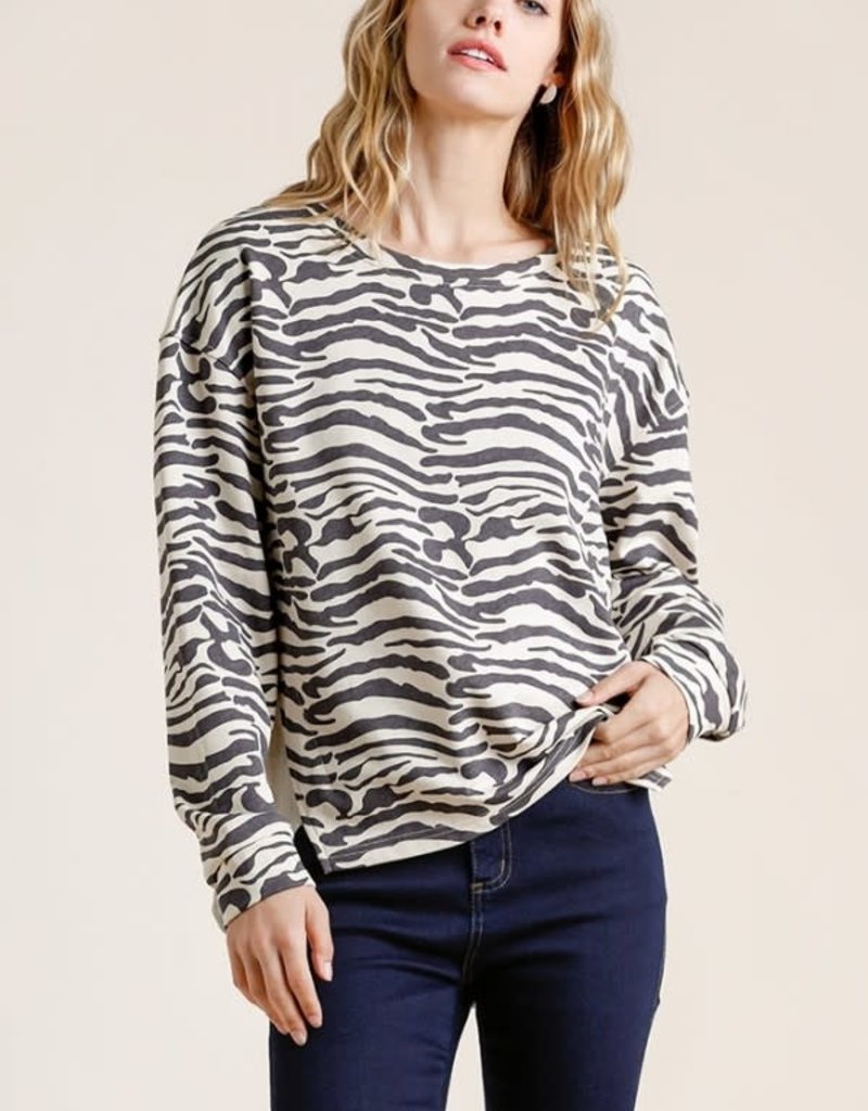 ANIMAL PRINT FRENCH TERRY TOP