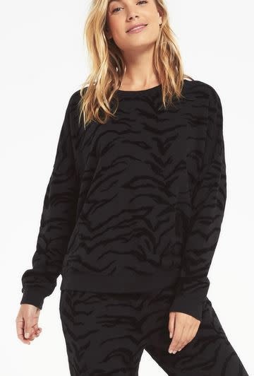 Z SUPPLY MARIN TIGER FLOCKED SWEATSHIRT Z SUPPLY MARIN TIGER FLOCKED SWEATSHIRT