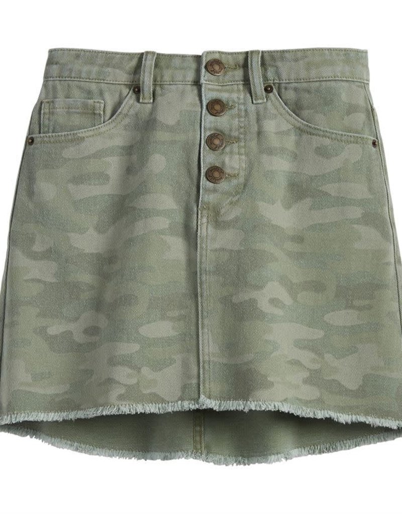 MUD PIE SAGE CAMO WINDSOR BUTTON-FLY SKIRT