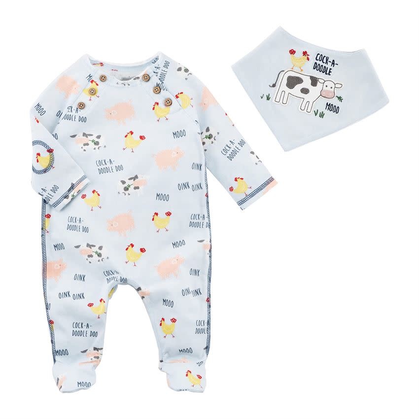 MUD PIE BOY COW SLEEPER & BIB SET 3-6 MONTHS MUD PIE BOY COW SLEEPER & BIB SET 3-6 MONTHS